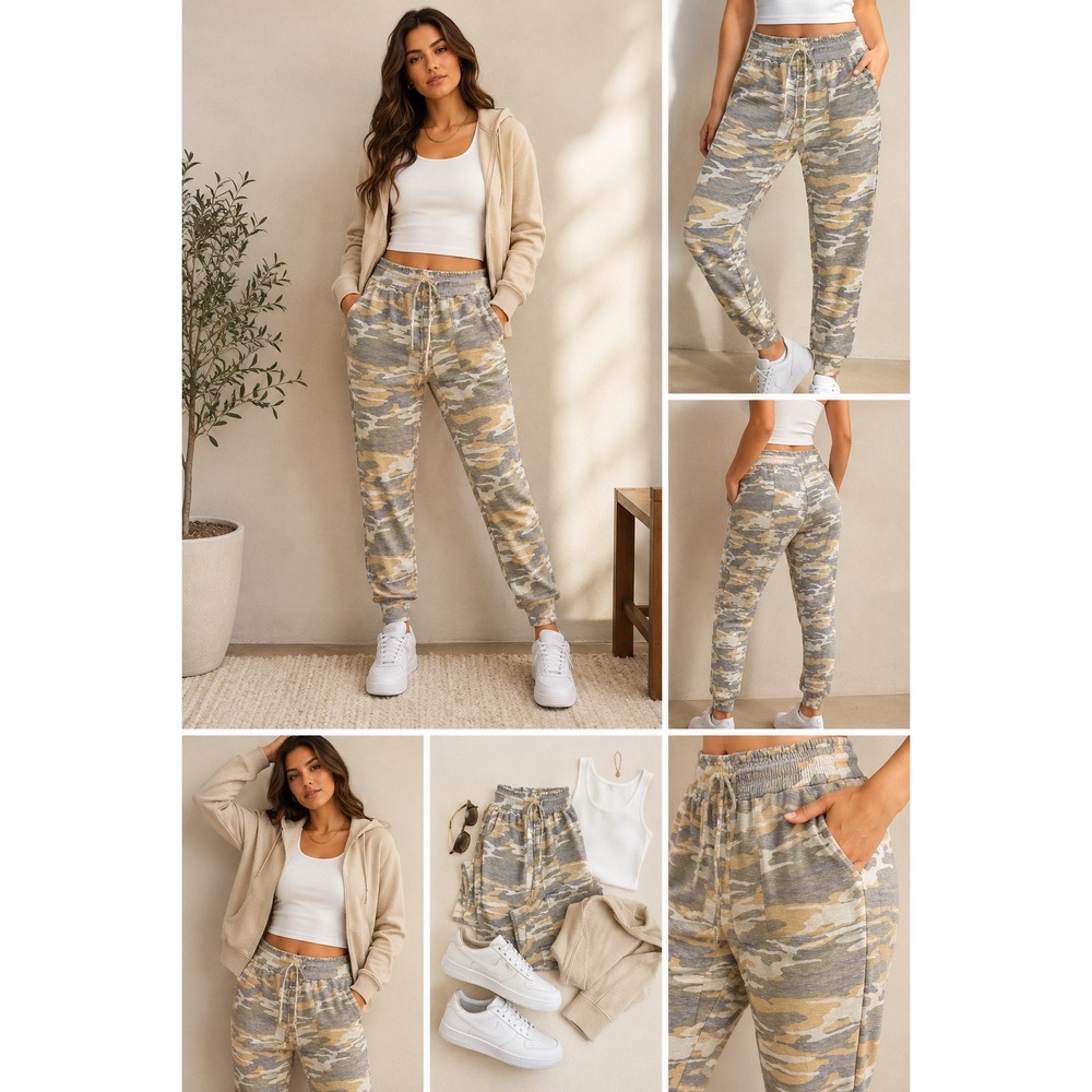 Express Camo Jogger Pants Womens Medium‎ Sage Beige Soft Lounge Athleisure